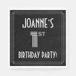 [ Thumbnail: 1st Birthday Party: Art Deco Style + Custom Name Napkins ]