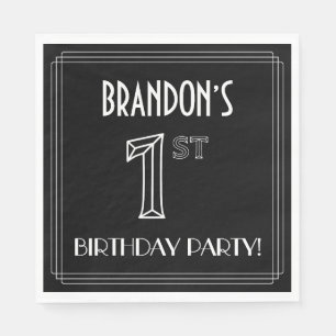 1st Birthday Party: Art Deco Style + Custom Name Napkins