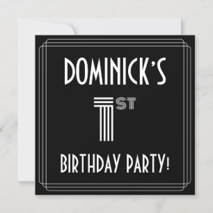 1st Birthday Party: Art Deco Style w/ Custom Name Invitation