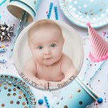 1st birthday party baby photo date age paper plates<br><div class="desc">Template for your baby’s photo to celebrate his or her’s 1st birthday party. Template for the age 1,  date of birth and date of the 1st birthday. Black gender neutral letters. For both boy or girl.</div>