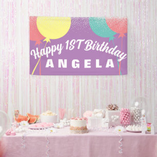 1ST Birthday Party Balloon Colorful Banner