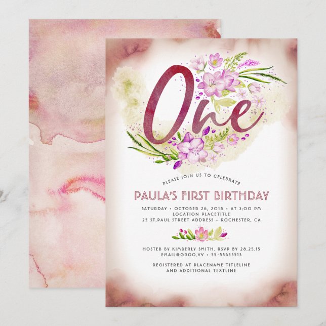 1st Birthday Party Birthday One Invitations (Front/Back)