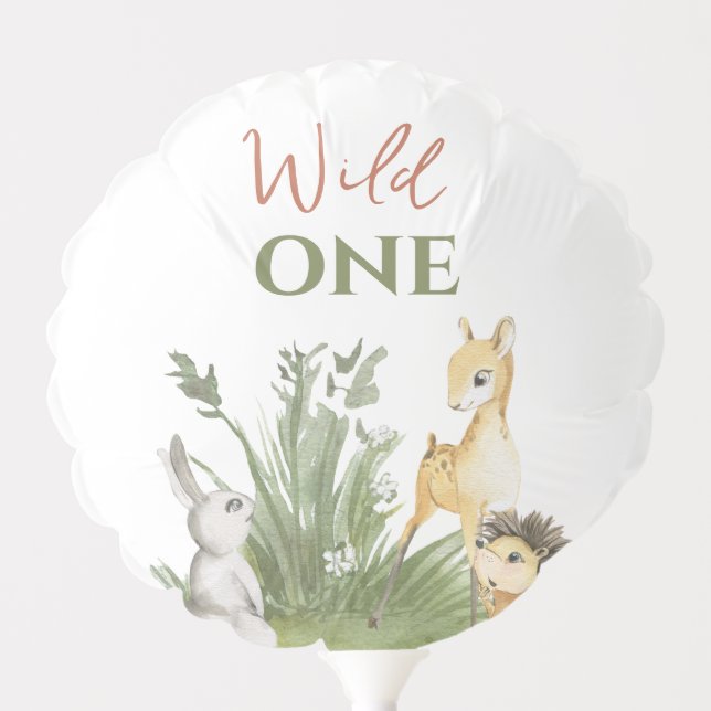 1st Birthday Party Brown Baby Deer Rabbit Hedgehog Balloon (Front)