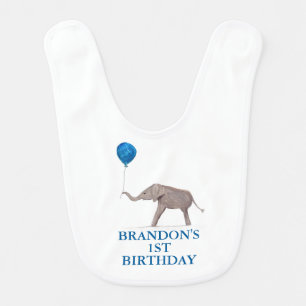 1st Birthday Party Celebration Blue Boy Kids Baby Bib