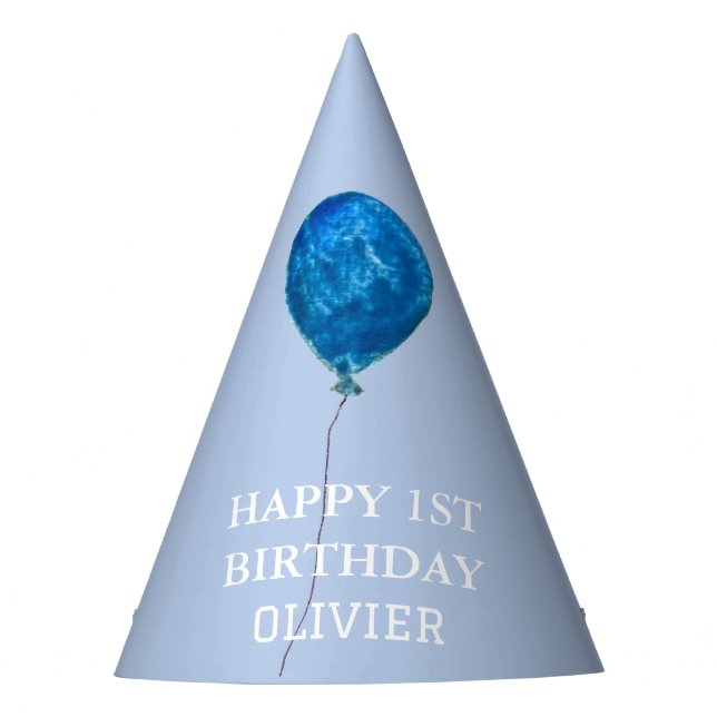 1st Birthday Party Celebration Blue Boy Kids Party Hat (Front)