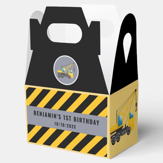 1st Birthday Party Construction Truck Thank You Favor Boxes (Opened)