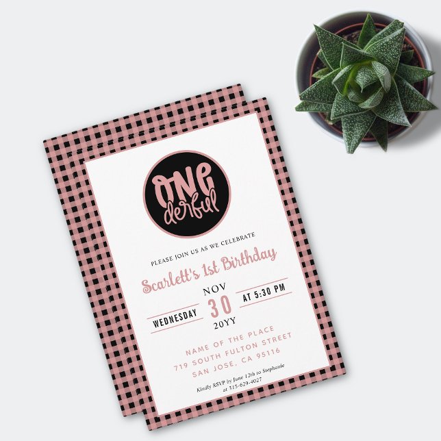 1st Birthday Party Cute Onederful First Birthday Invitation (Creator Uploaded)