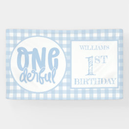 1st Birthday Party Cute Pastel Blue Onederful Banner