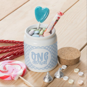 1st Birthday Party Cute Pastel Blue Onederful Candy Jar