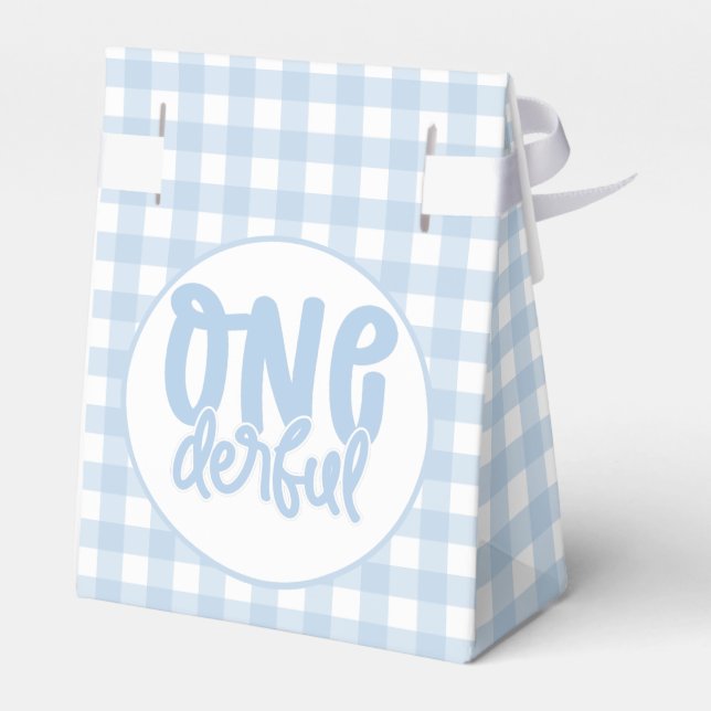 1st Birthday Party Cute Pastel Blue Onederful Favor Boxes (Back Side)