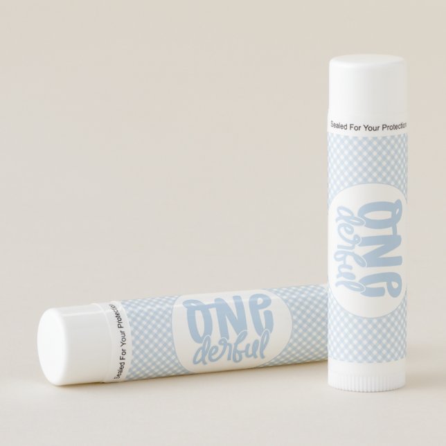 1st Birthday Party Cute Pastel Blue Onederful Lip Balm (Front)