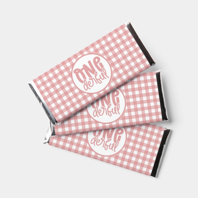 1st Birthday Party Cute Pastel Pink Onederful Hershey Bar Favors (Front)