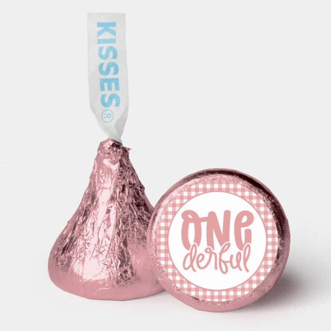 1st Birthday Party Cute Pastel Pink Onederful Hershey®'s Kisses® (Front)