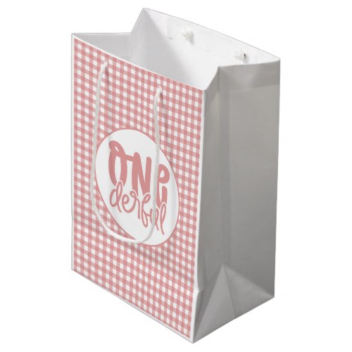 1st Birthday Party Cute Pastel Pink Onederful Medium Gift Bag