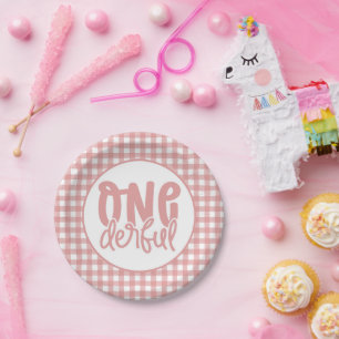 1st Birthday Party Cute Pastel Pink Onederful Paper Plates