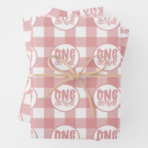 1st Birthday Party Cute Pastel Pink Onederful Wrapping Paper Sheets