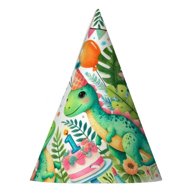 1st Birthday Party Dinosaur Boy Kids Hat (Left)