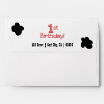 1st Birthday Party Envelope - Cow or Farm Theme