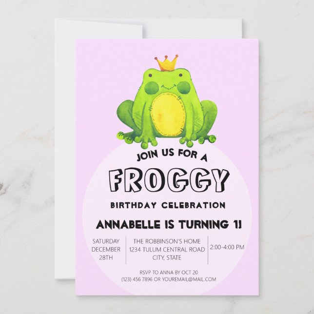 1st Birthday Party Froggy Prince Invitation (Front)