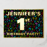 [ Thumbnail: 1st Birthday Party — Fun, Colorful Music Symbols Invitation ]
