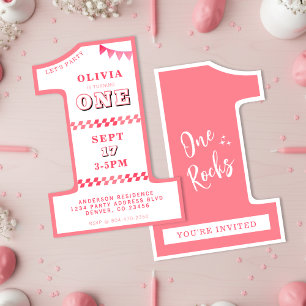 1st Birthday Party Girls Pink One Invitation