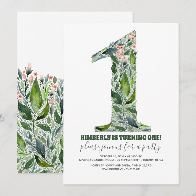 1st Birthday Party Invitation (Front/Back)