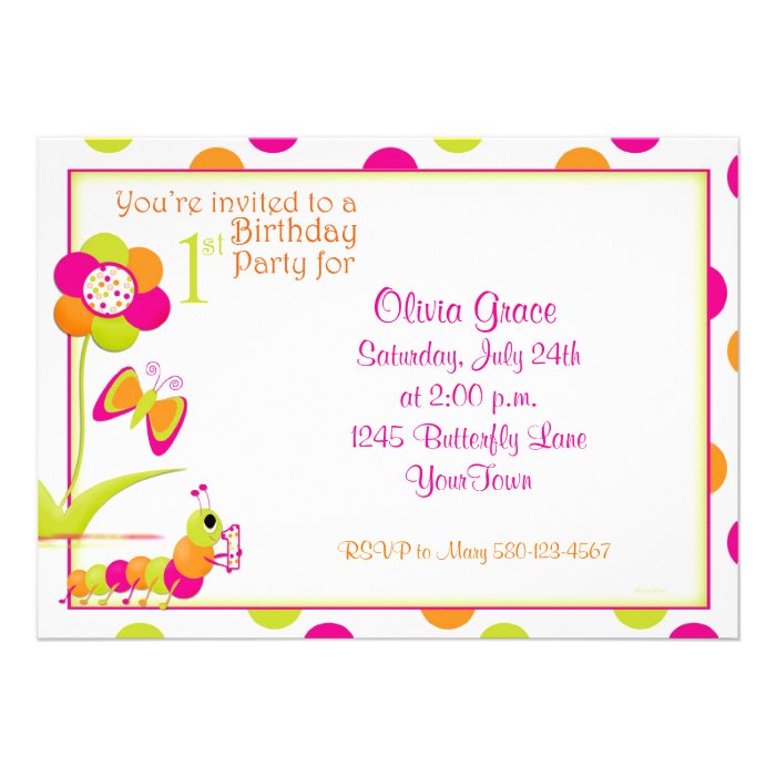 1st Birthday Party Invitation with Butterfly