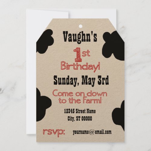 1st Birthday Party Invite _ Cow Theme