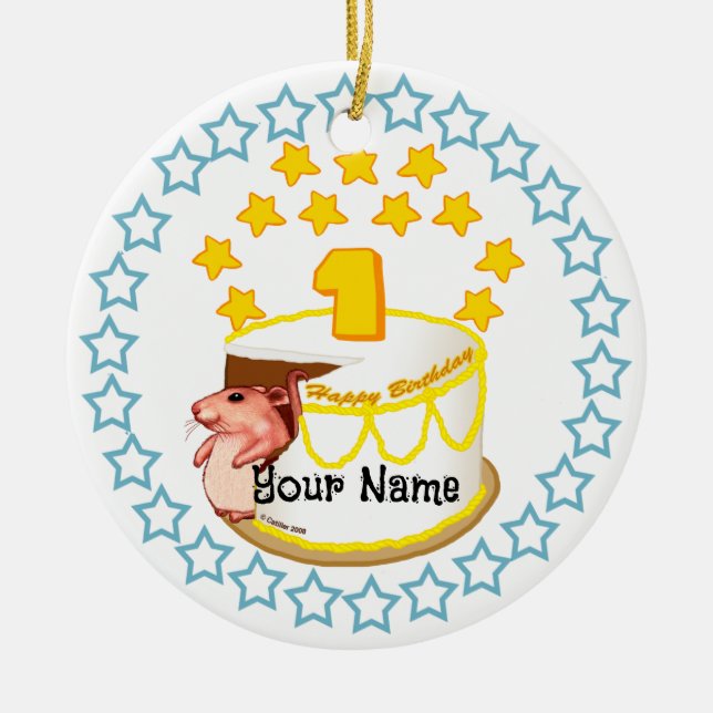 1st Birthday Party Mouse Birthday  ornaments (Front)