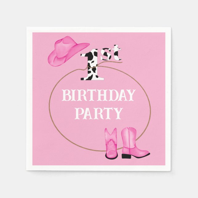 1st Birthday Party or Custom Text  Napkins (Front)