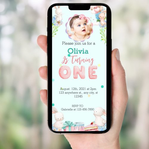 1st Birthday party Phone invitations