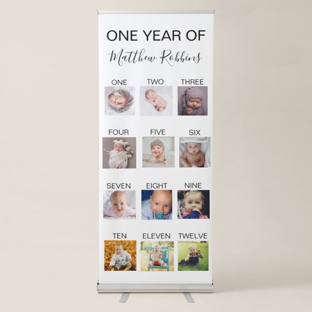1st Birthday Party Photo milestone Retractable Banner (Front)