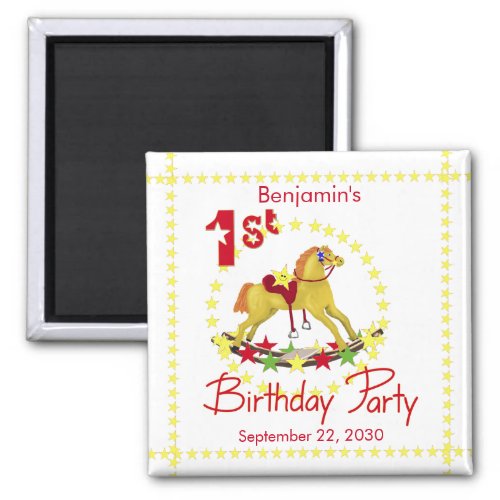 1st Birthday Party Rocking Horse Magnet