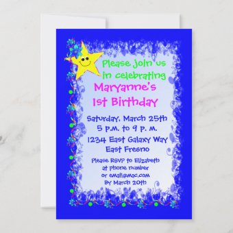 1st Birthday Party Star Invitation | Zazzle