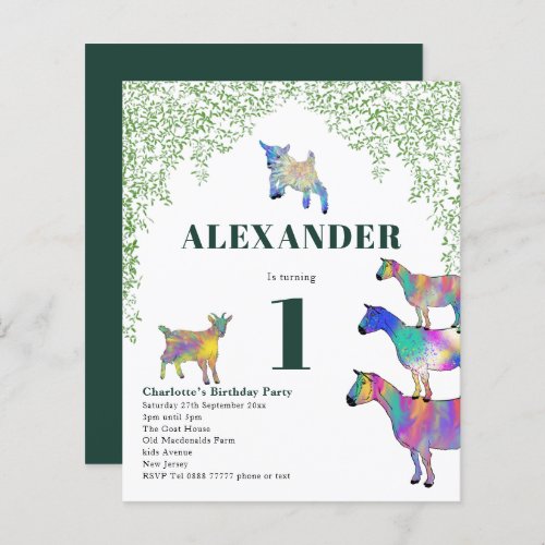 1st Birthday Party  Watercolor Goats and Greenery