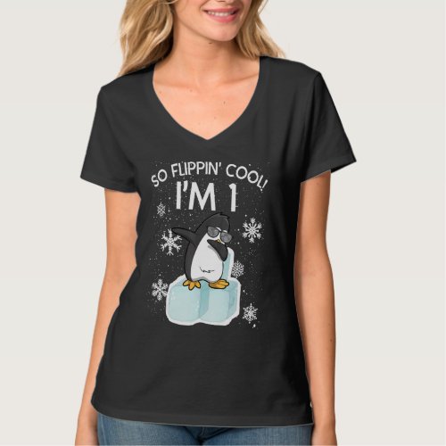 1st Birthday Penguin  So Flippin Cool Im 1 Year O T_Shirt