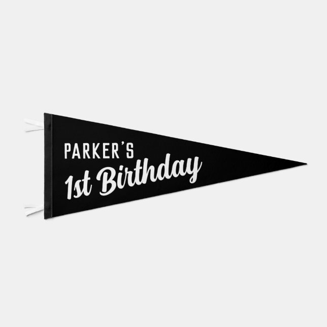 1st Birthday Pennant Custom Name Pennant Flag (Front)