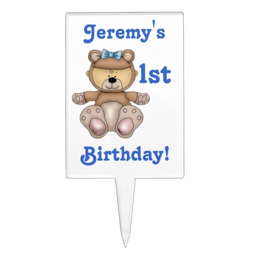 1st Birthday_Personalize NameCute Teddy Bear Cake Topper