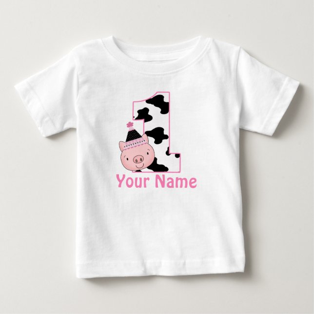 1st Birthday Personalized Little Piggy Shirt (Front)