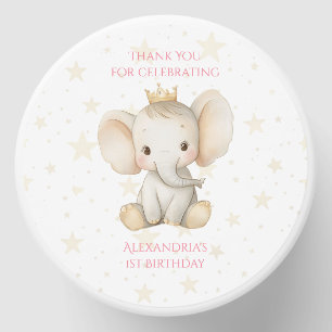 1st Birthday Personalized Princess Elephant Mini Candle Favors