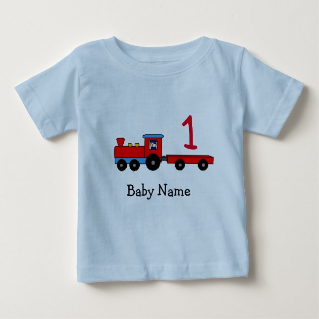 1st Birthday Personalized Train T-Shirt (Front)