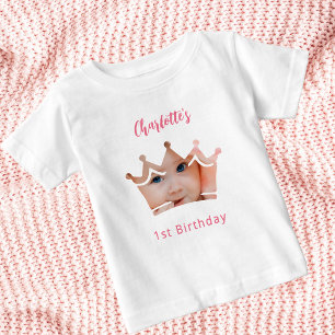 1st birthday photo crown princess baby T-Shirt