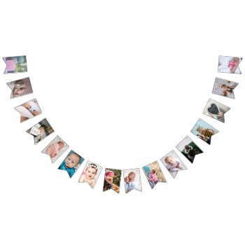 1st Birthday Photo First Baby Party Create You Own Bunting Flags by red_dress at Zazzle