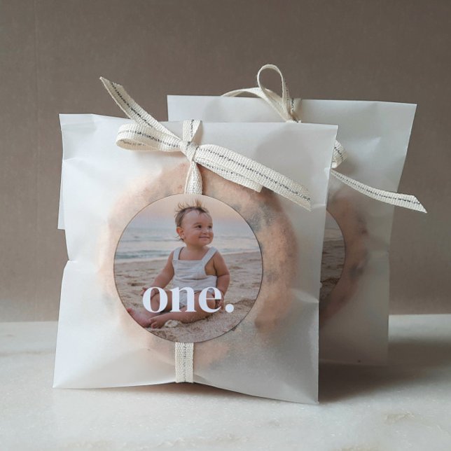 1st Birthday Photo - one Classic Round Sticker (Creator Uploaded)