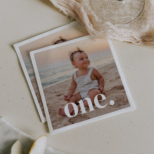 1st Birthday Photo - one Napkins
