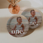 1st Birthday Photo - one Paper Plates<br><div class="desc">A modern 1st Birthday Birthday design with space to add your own photo and with the word 'one.' over the top. You can change the word to anything else if you prefer!</div>