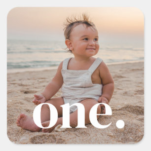 1st Birthday Photo - one Square Sticker
