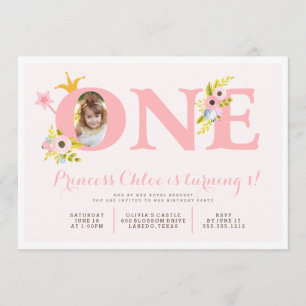 1st Birthday Photo Princess Party Invitation