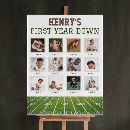1st Birthday Photo Sign  Football First Year Down