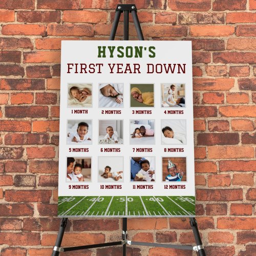 1st Birthday Photo Sign  Football First Year Down